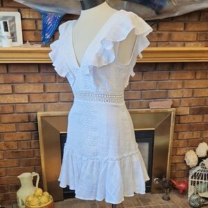 Francesca's Audrey Parks White Eyelet Sz M Mini Dress Festival Western Feminine